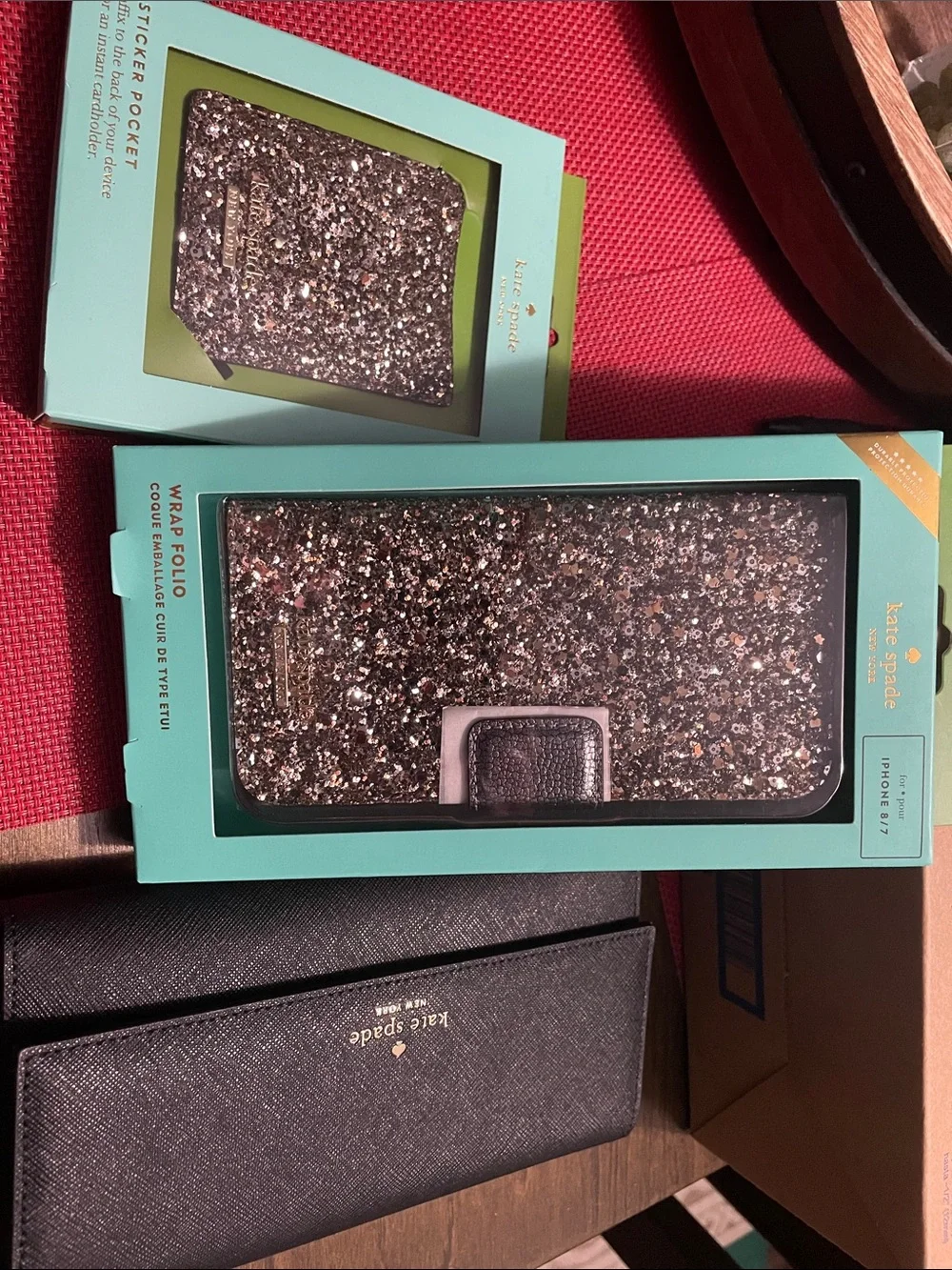 kate spade Glitter Wrap Folio Phone Case in Multi-Color and Black